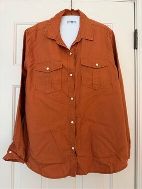 Lola River Rust Orange Hemp Cotton Button Up Shirt Jacket Size L